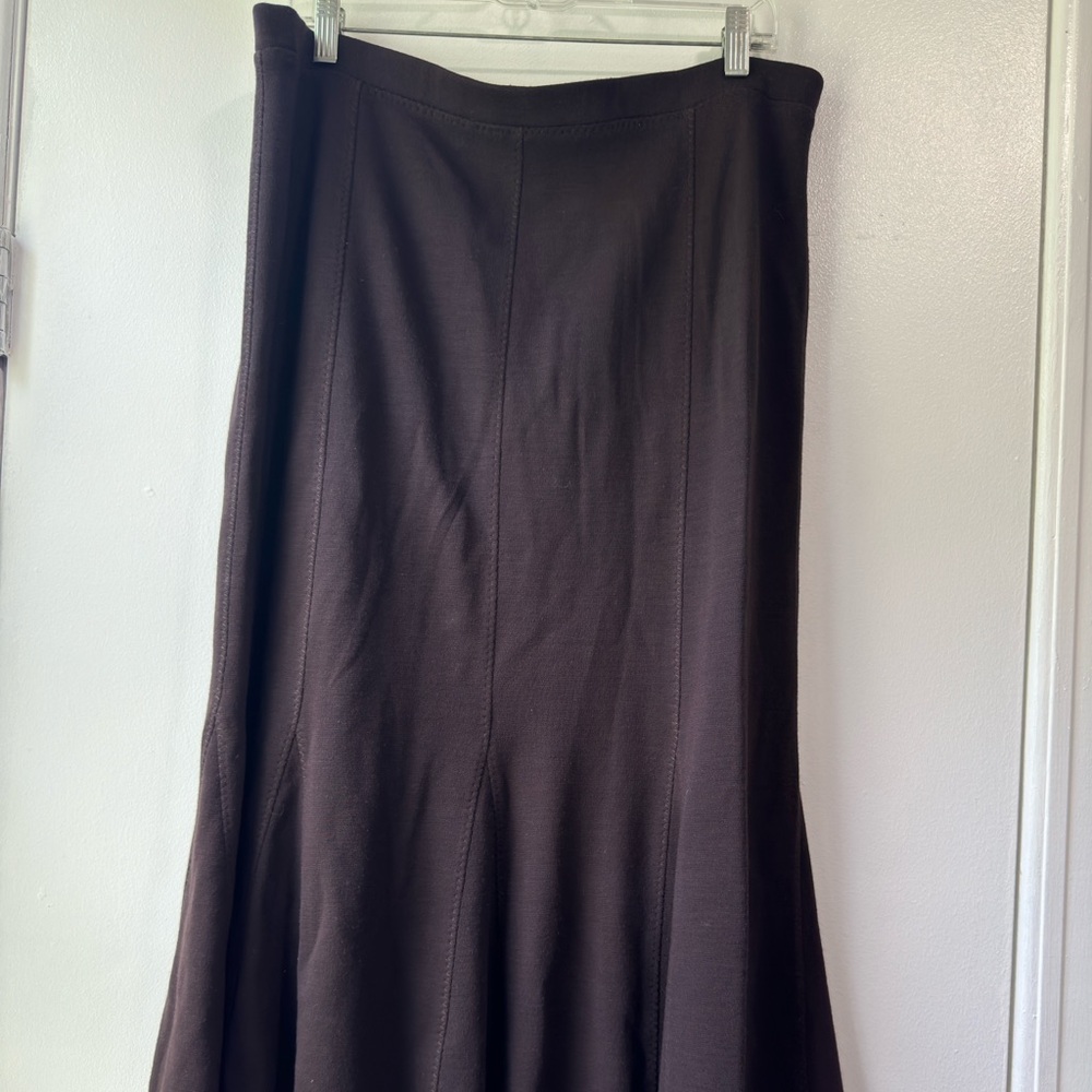 Vintage Eileen Fisher Wool Blend Tulip Skirt Chocolate Brown Size PL - Picture 2 of 13